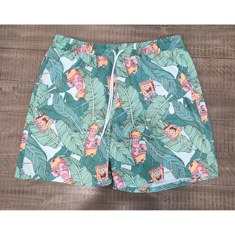 Mens Nickelodean SpongeBob SquarePants Tropical Leaf Swim Trunis Size XXL